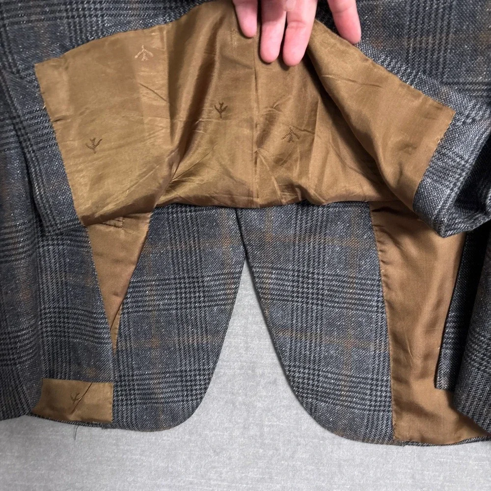 Isaia Sport Coat 44L Gray Glen Check Cashmere Silk Gregory Blazer 54 Italy